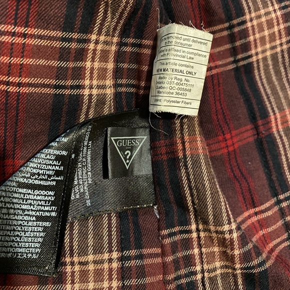 Guess Distressed Leather Flannel Lined Jacket Size Medium - Picture 8 of 10